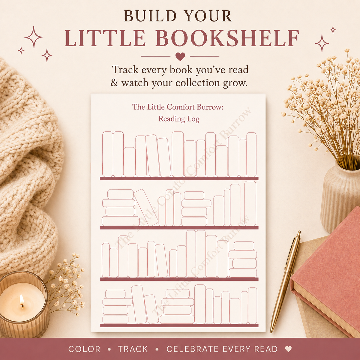 Cozy Reading Log Printable Bundle | Book Tracker & Review Pages