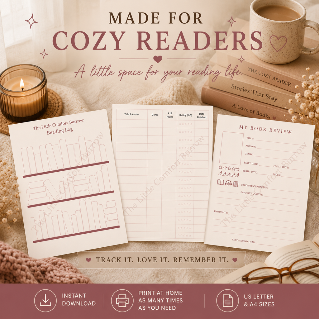 Cozy Reading Log Printable Bundle | Book Tracker & Review Pages