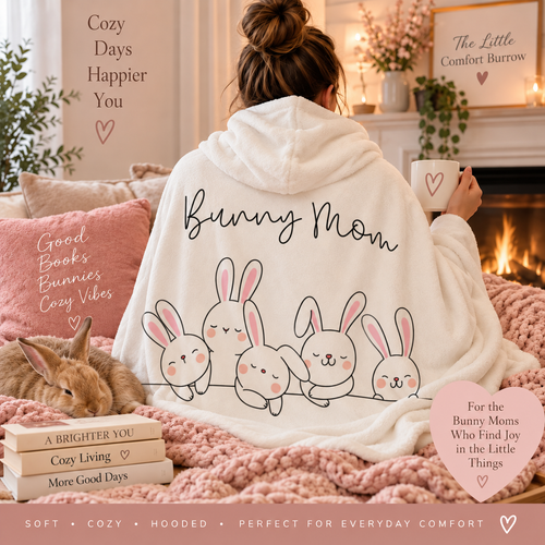 Bunny Mom Hooded Blanket | Cozy Rabbit Lover Gift