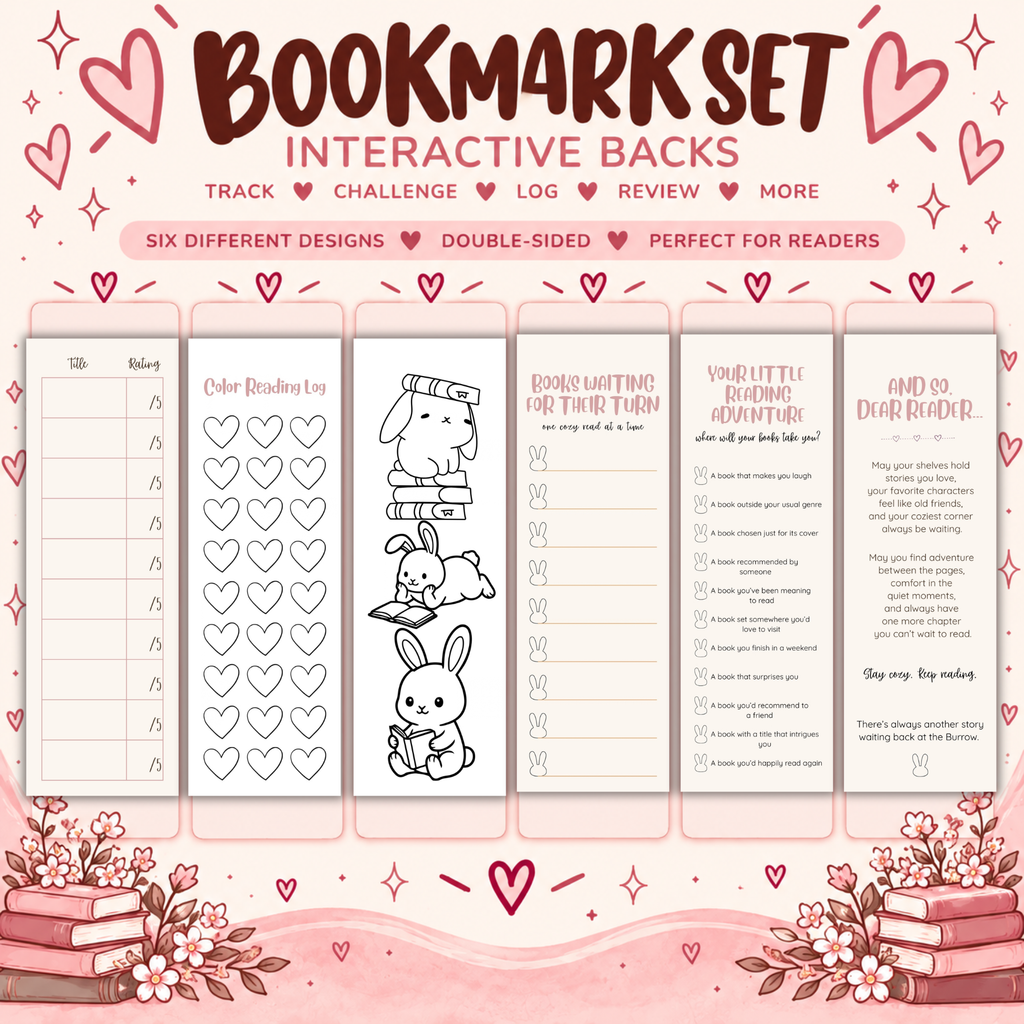 Reading Bookmarks | Book Tracker, Reading Log & TBR Bookmark Bundle | Pick 1, 3 or 6