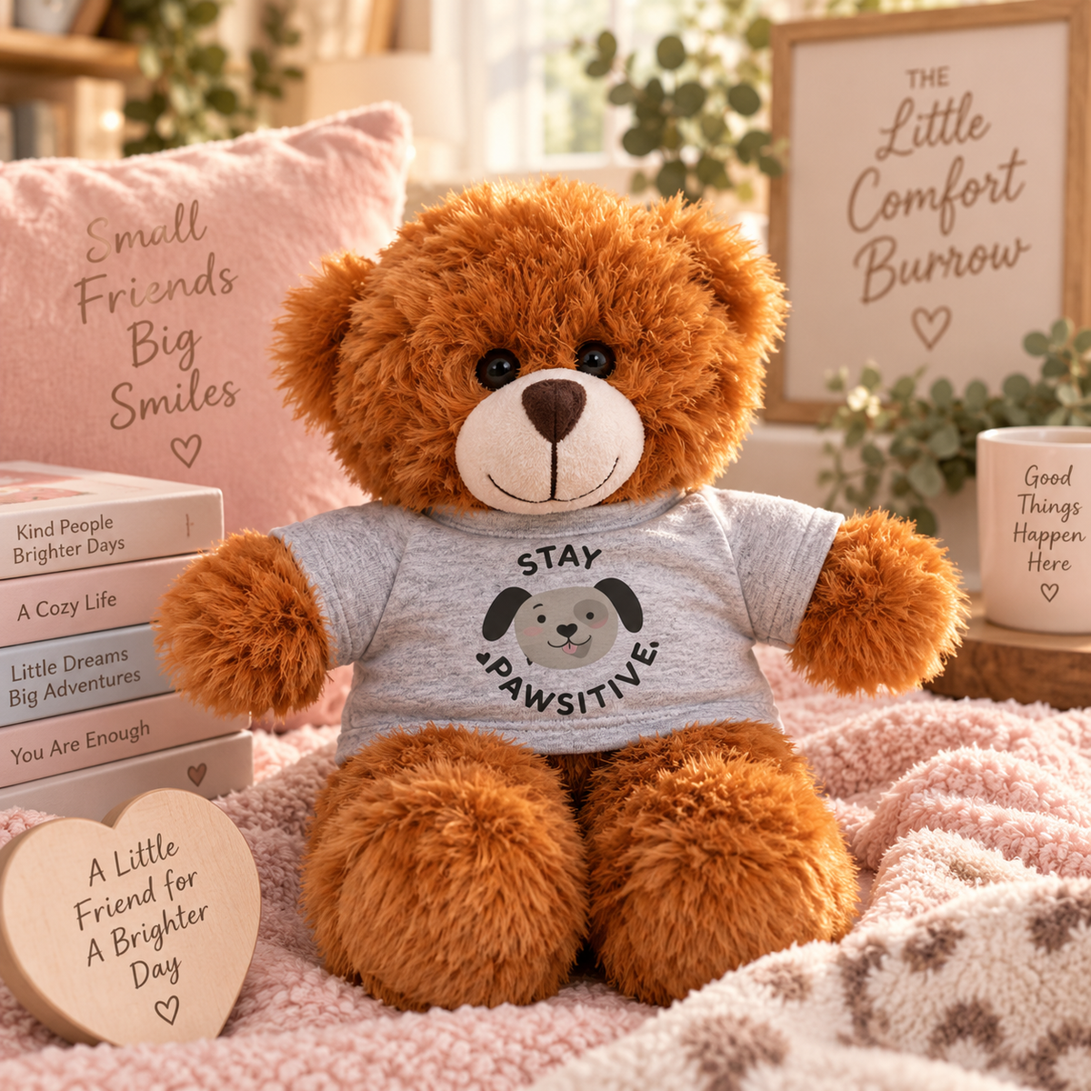 Stay Pawsitive Stuffed Animal | Cute Positive Encouragement Gift