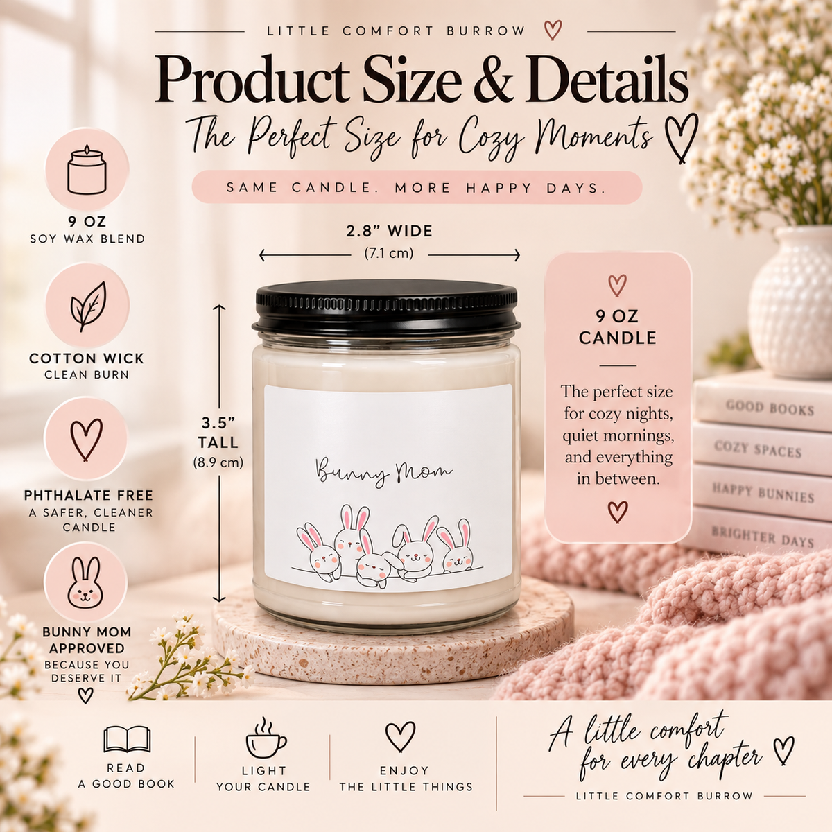 Bunny Mom Scented Soy Candle | Cozy Rabbit Lover Gift