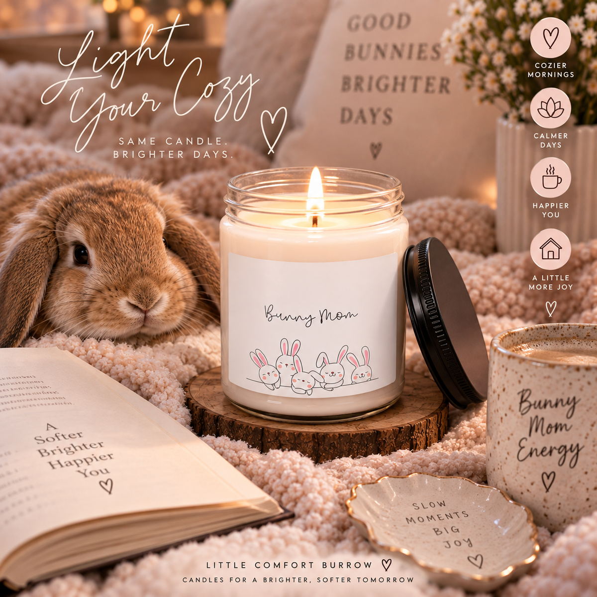 Bunny Mom Scented Soy Candle | Cozy Rabbit Lover Gift