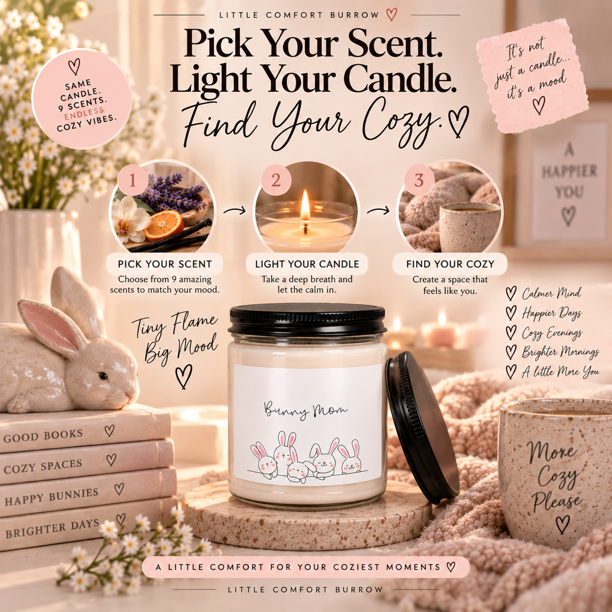 Bunny Mom Scented Soy Candle | Cozy Rabbit Lover Gift