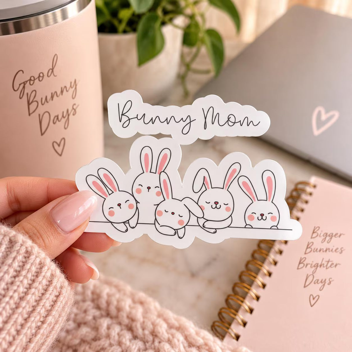 Bunny Mom Stickers | Cute Rabbit Vinyl Sticker Set