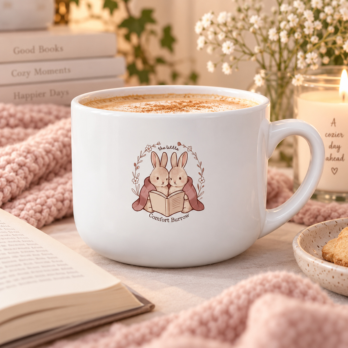 Cozy 25 oz Ceramic Latte Mug | Large Coffee Mug for Cozy Mornings