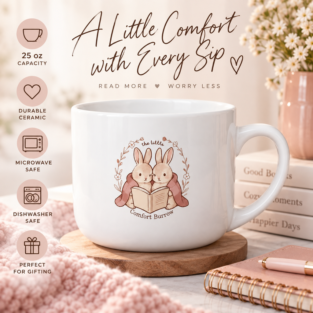 Cozy 25 oz Ceramic Latte Mug | Large Coffee Mug for Cozy Mornings