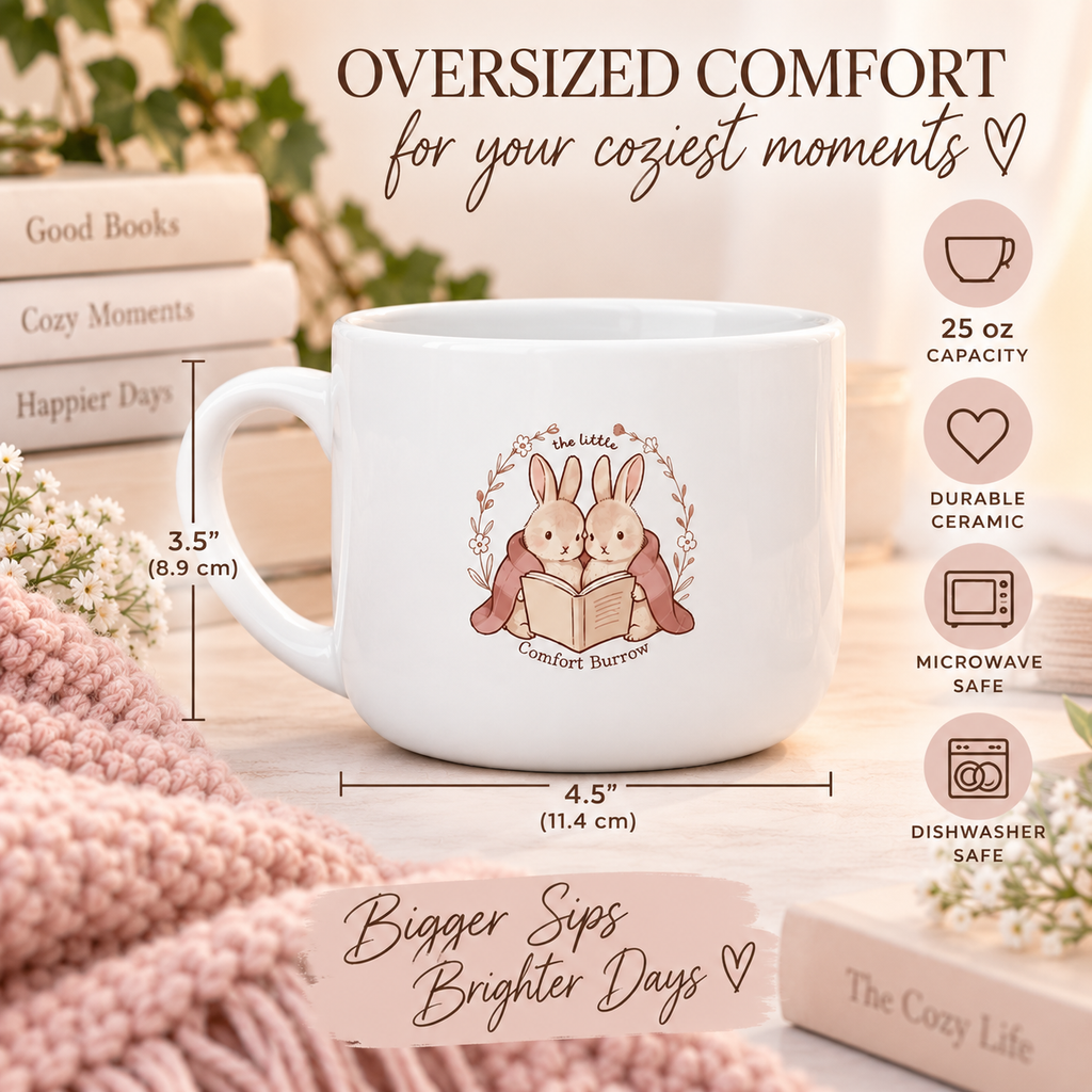 Cozy 25 oz Ceramic Latte Mug | Large Coffee Mug for Cozy Mornings