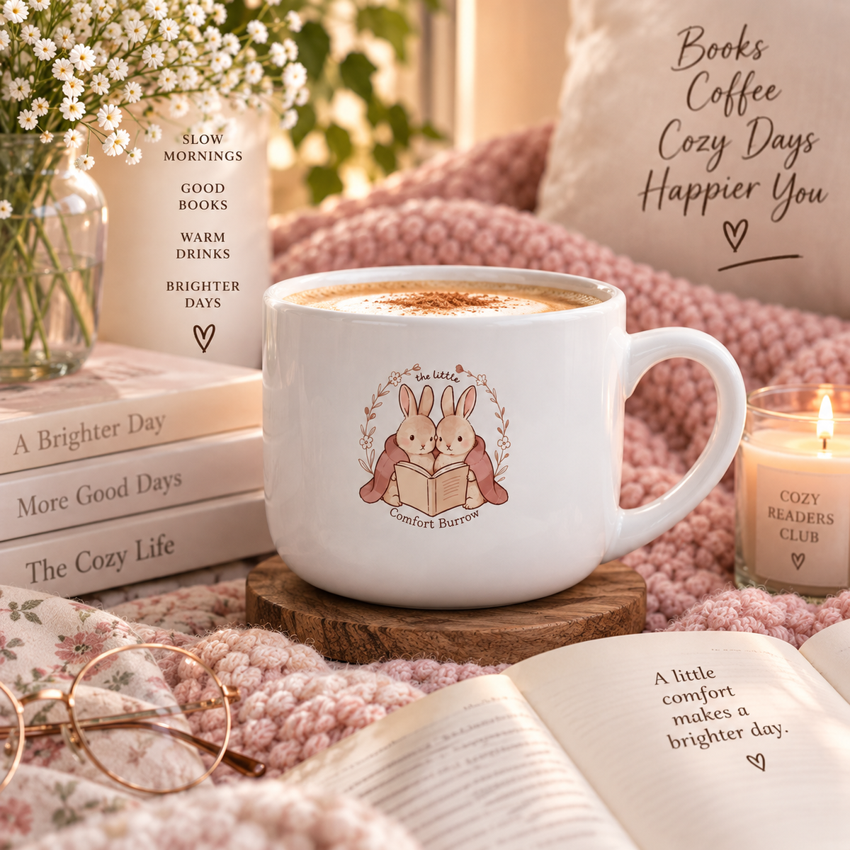 Cozy 25 oz Ceramic Latte Mug | Large Coffee Mug for Cozy Mornings