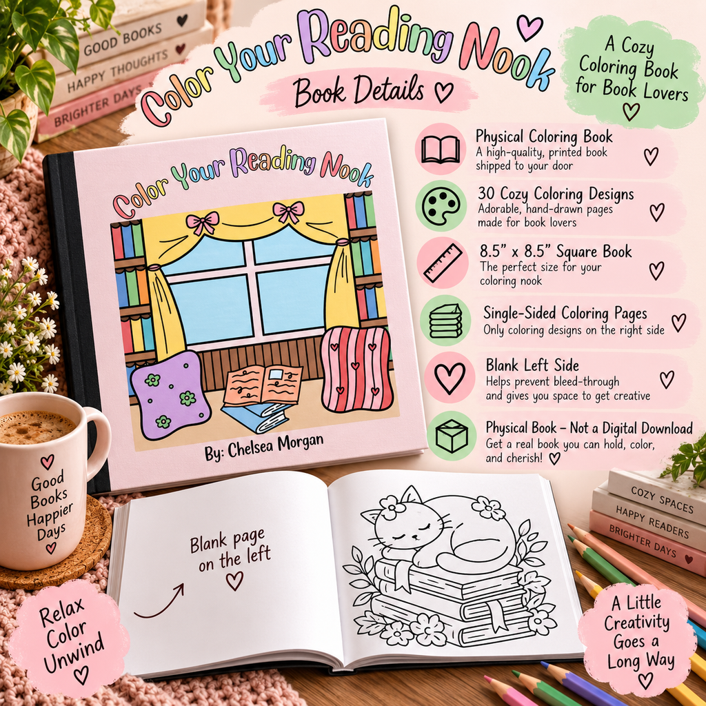 Color Your Reading Nook | Cozy Adult Coloring Book for Book Lovers